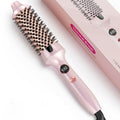 Thermal Hair Brush for Blowout Look, 1.5 Inch Heated round Brush for Natural Curl,Ionic Curling Iron Wand with Dual Voltage, Volumizing Smoothing Hot round Brushes, Light Pink